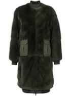 As65 Cargo Pocket Fur Coat, Women's, Size: Xs, Green, Coyote Fur/cotton/polyamide/polyester