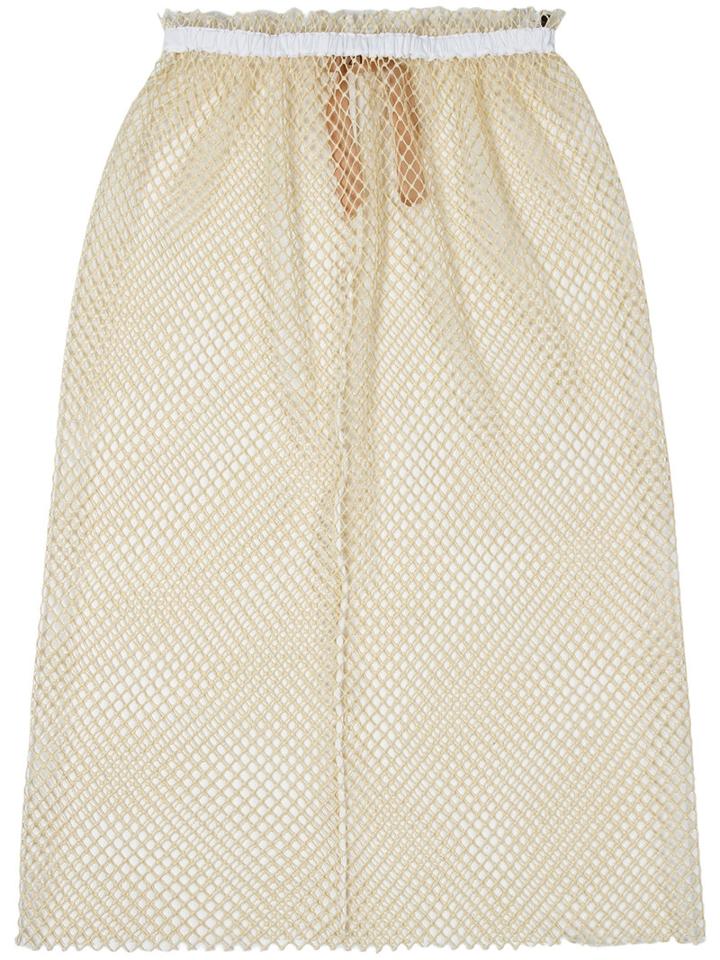No21 Net Layered Midi Skirt, Women's, Size: 40, Nude/neutrals, Cotton/polyester
