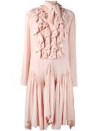 Chloé Ruffled Neck Tie Dress - Pink & Purple