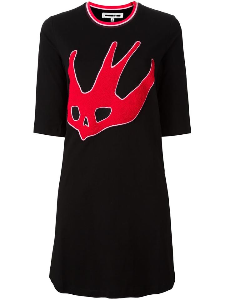 Mcq Alexander Mcqueen Swallow Patch T-shirt Dress, Women's, Size: Small, Black, Cotton