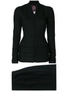 John Galliano Vintage Collarless Fitted Skirt Suit - Black