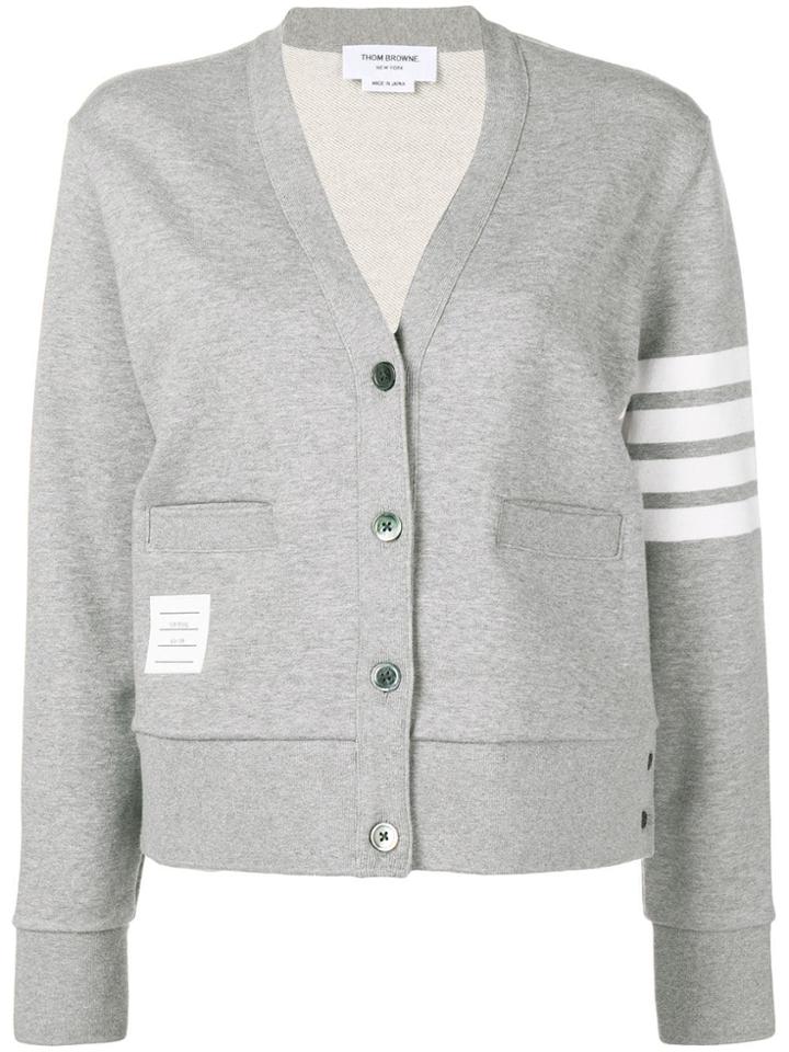 Thom Browne 4-bar Engineered V-neck Cardigan - Grey