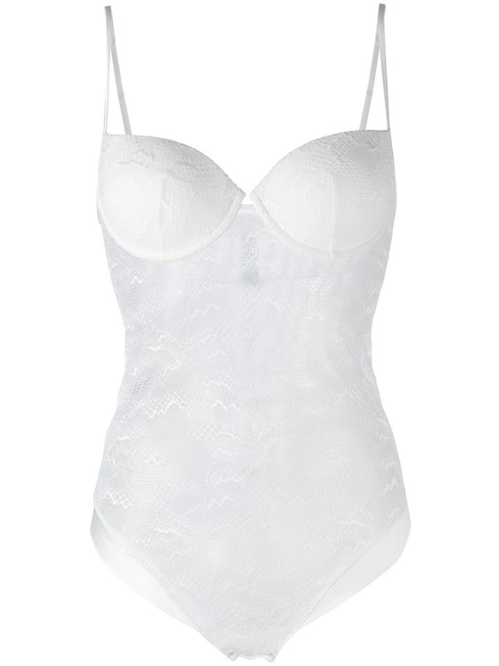La Perla - Lace Harmony Wired Bodysuit - Women - Silk/cotton/nylon/spandex/elastane - 36c, Women's, White, Silk/cotton/nylon/spandex/elastane