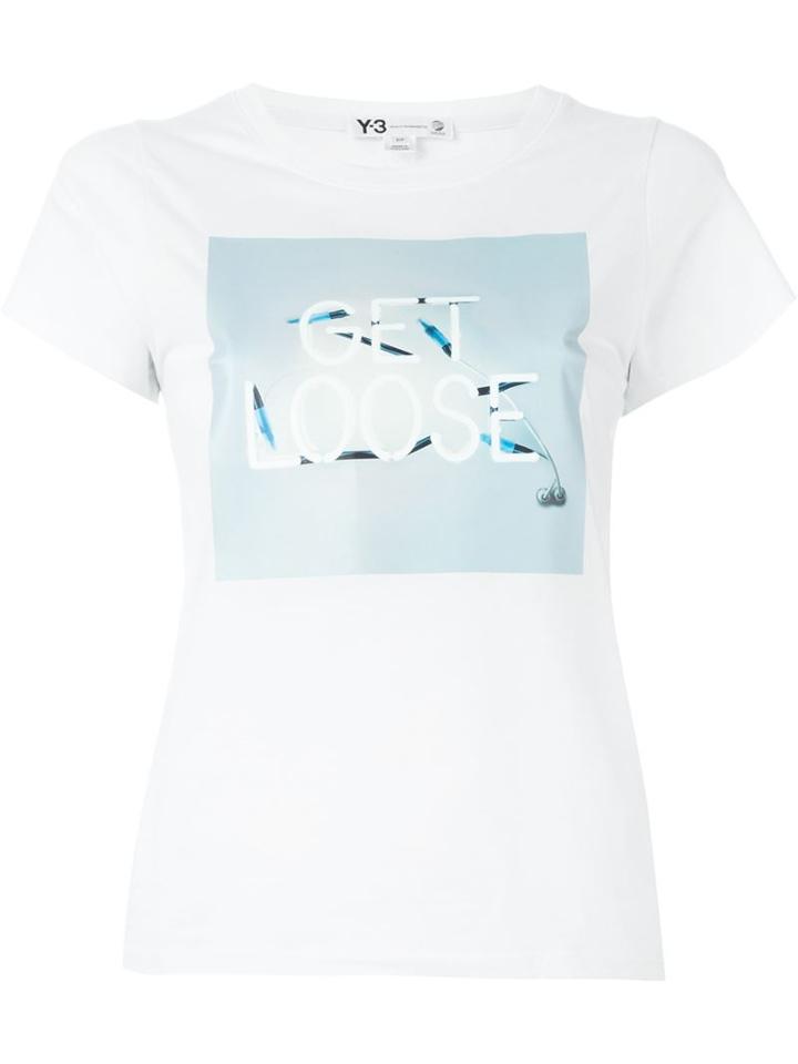 Y-3 Neon Lights Print T-shirt, Women's, Size: M, White, Cotton/spandex/elastane
