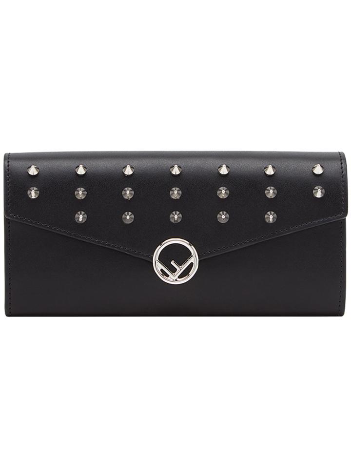Fendi Continental Studded Wallet - Black