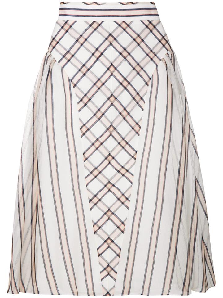 Fendi Horizontal Contrasting Stripe Print A-line Skirt - White