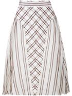 Fendi Horizontal Contrasting Stripe Print A-line Skirt - White