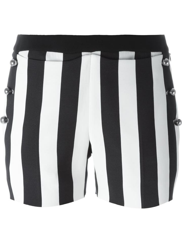 Mugler Striped Button Shorts, Women's, Size: 38, Black, Viscose/spandex/elastane/polyester