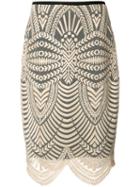 Nicole Miller Scalloped Hem Skirt, Women's, Size: 4, Nude/neutrals, Polyester
