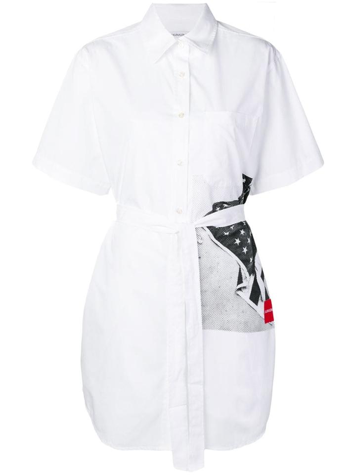 Calvin Klein Jeans Flag Print Shirt Dress - White