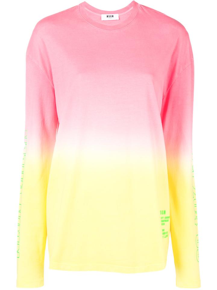 Msgm Longline Ombré Sweatshirt - Pink & Purple
