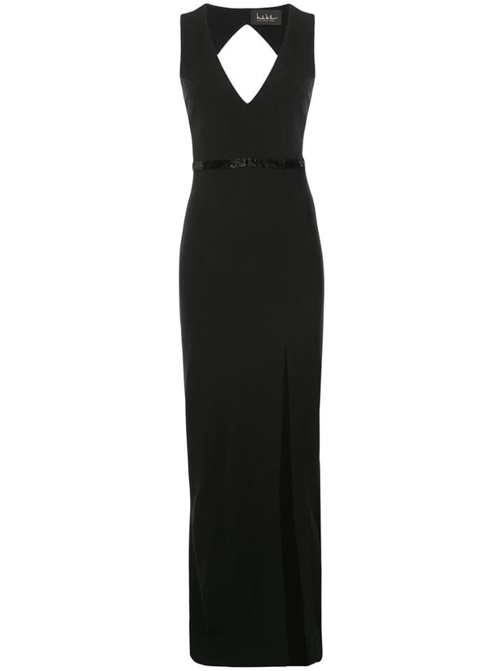 Nicole Miller Long V-neck Gown - Black