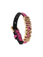 Moschino Crystal-embellished Logo Bracelet - Pink