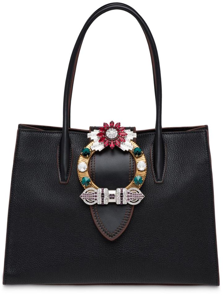 Miu Miu Embellished Tote Bag - Black