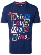 Love Moschino Think Love Logo Print T-shirt - Blue