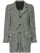 Comme Des Garçons Vintage Houndstooth Patterned Coat - White