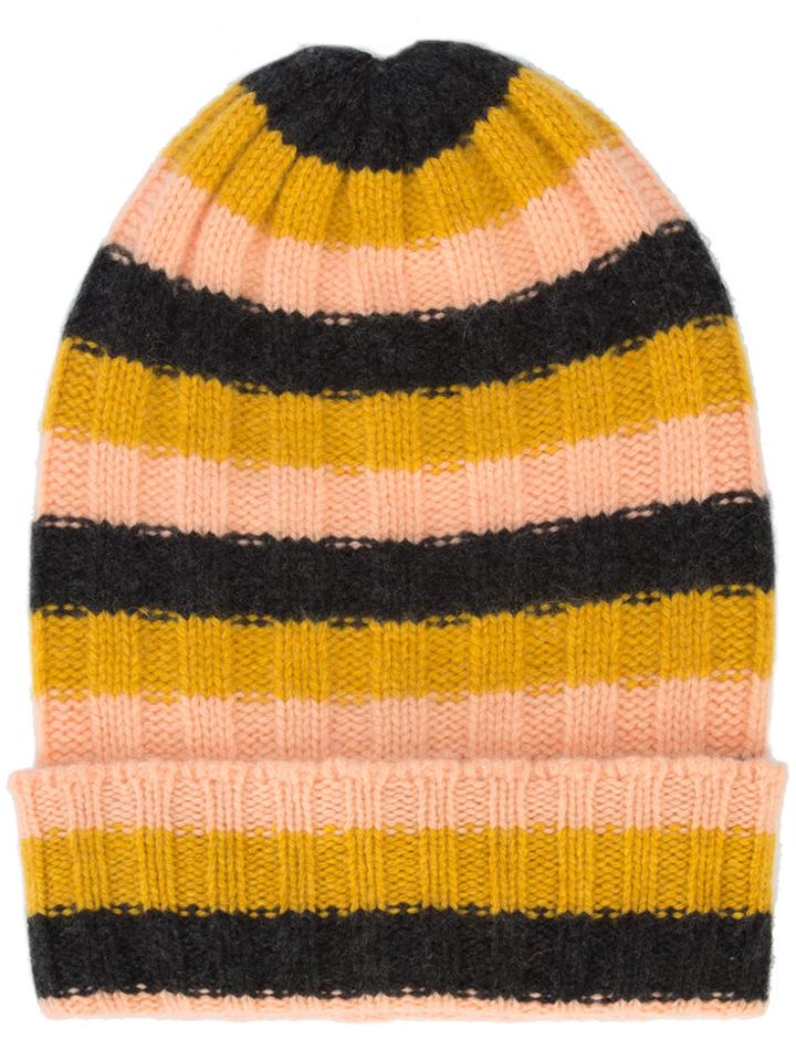 The Elder Statesman Striped Ribbed Beanie - Multicolour
