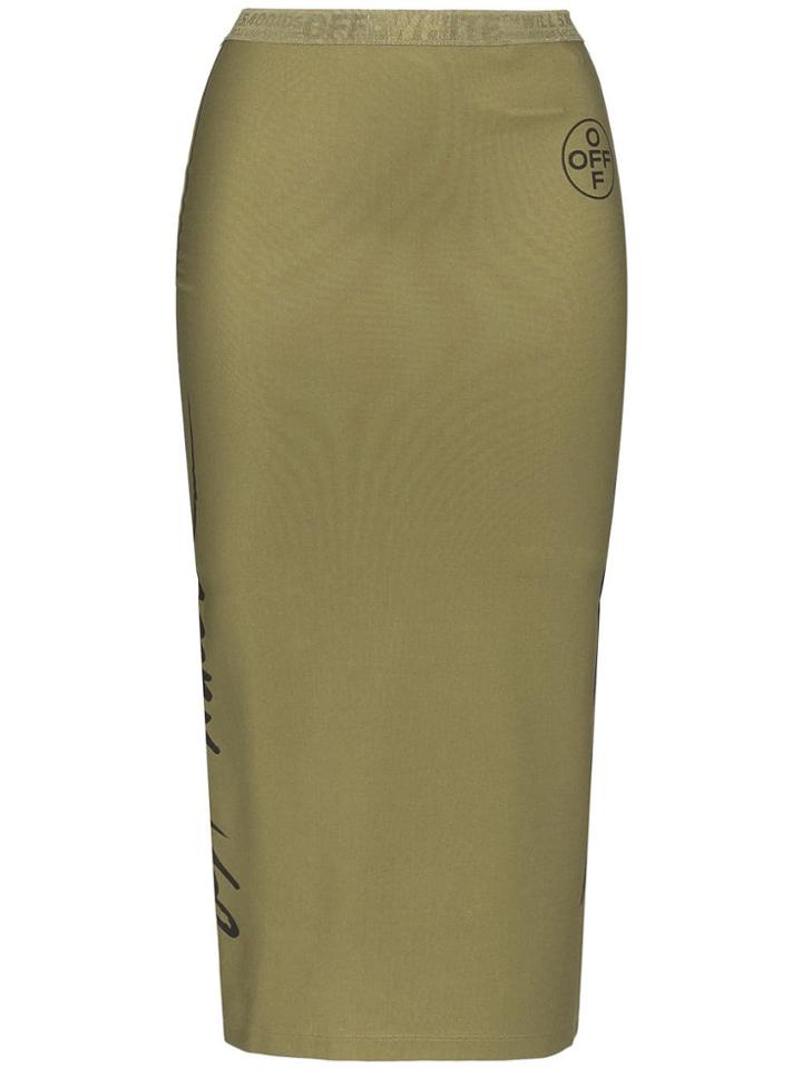 Off-white Logo-print Pencil Skirt - Green