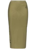 Off-white Logo-print Pencil Skirt - Green