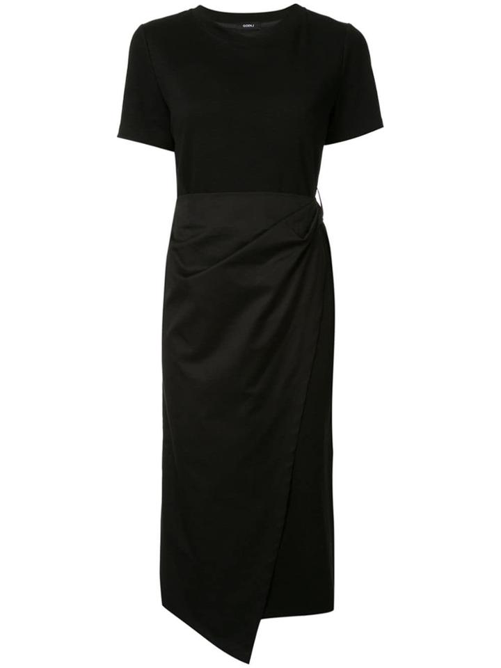 Goen.j Overlay Jersey Wrap Dress - Black
