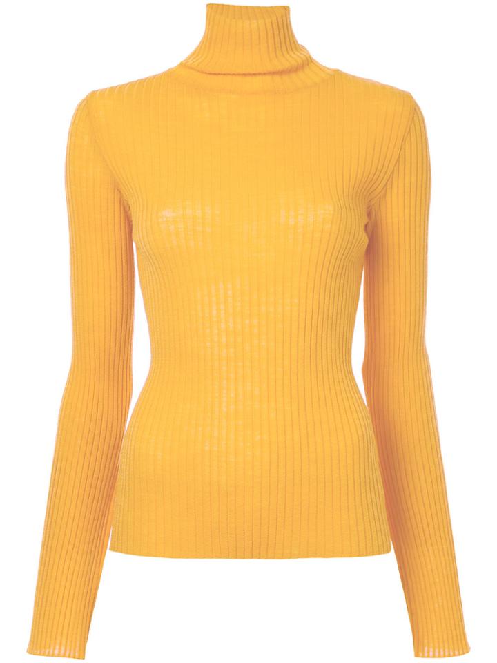 Le Ciel Bleu Ribbed Turtle-neck Sweater - Yellow & Orange
