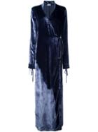 Attico Velvet Effect Wrap Dress, Women's, Size: 2, Blue, Viscose/silk