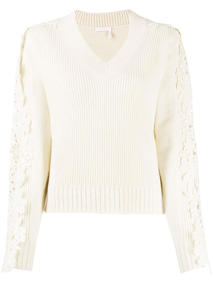 See By Chloé Lace Detail Jumper - White