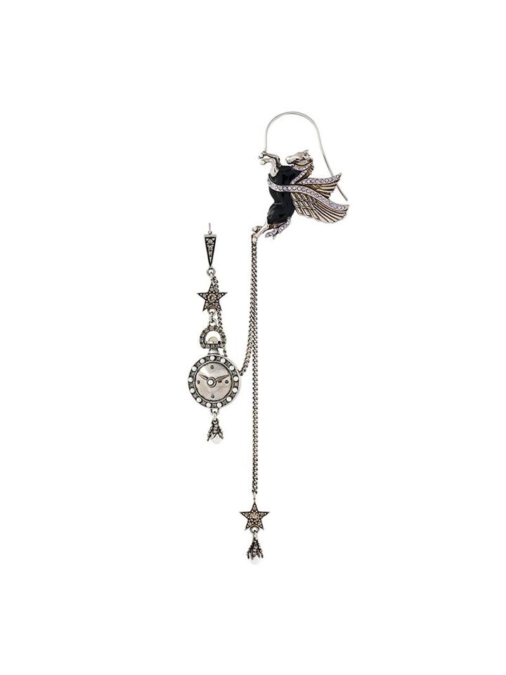 Alexander Mcqueen Pearl And Swarovski Crystal Ear Cuff, Women's, Size: Small, Metallic