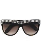 Gucci Eyewear Flat Top Crystal Sunglasses - Brown