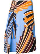 Emilio Pucci Floral Print Skirt, Women's, Size: 42, Blue, Cotton/spandex/elastane