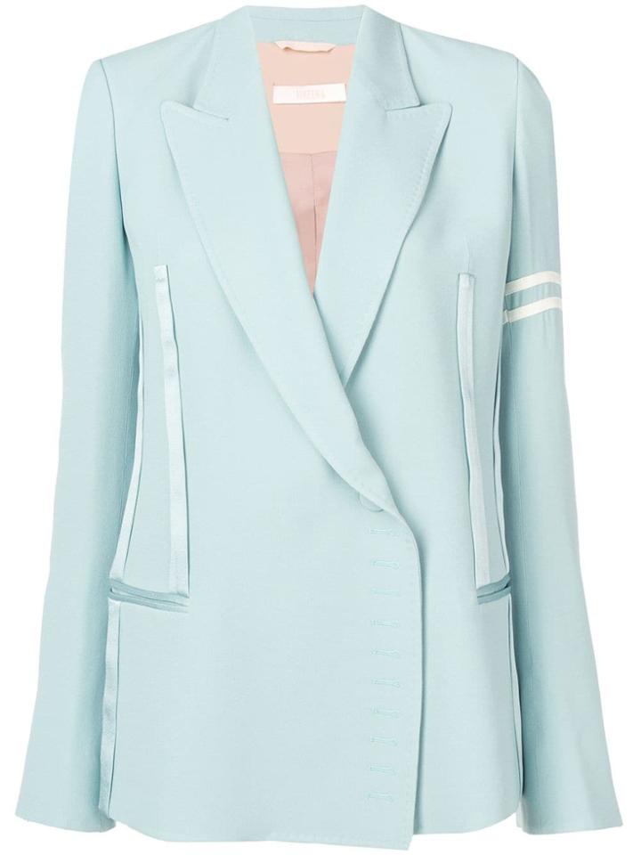 Ssheena Stripe Detail Double Breasted Blazer - Blue