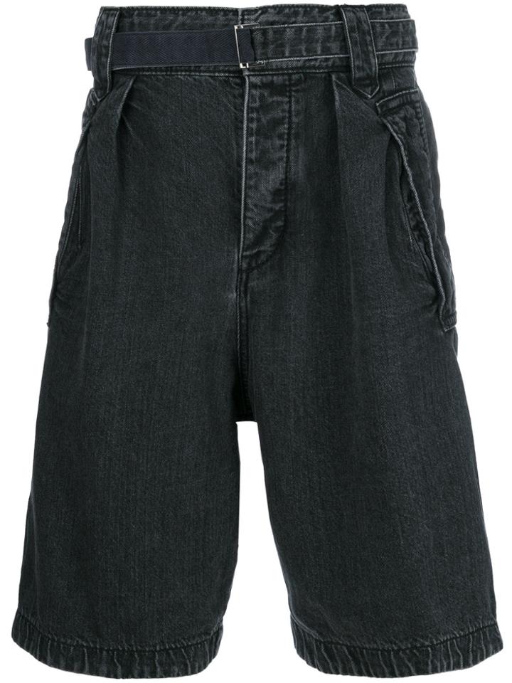Sacai Loose Fit Denim Shorts - Black