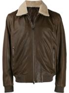 Corneliani Shearling Collar Bomber Jacket - Brown