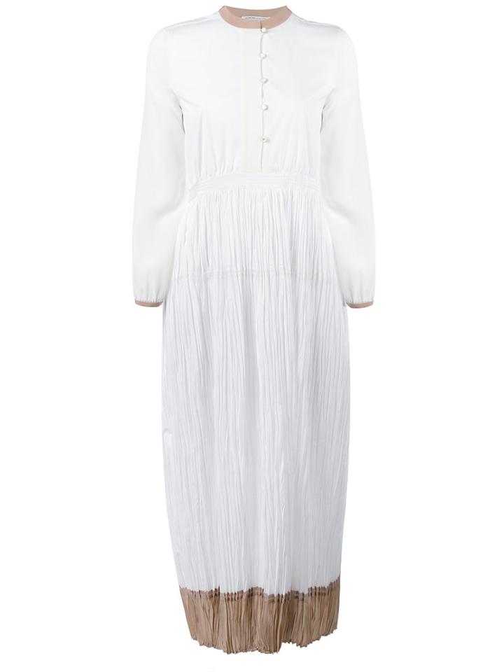 Agnona Gathered Bicolour Dress, Women's, Size: 44, White, Silk/cotton/viscose/polyester
