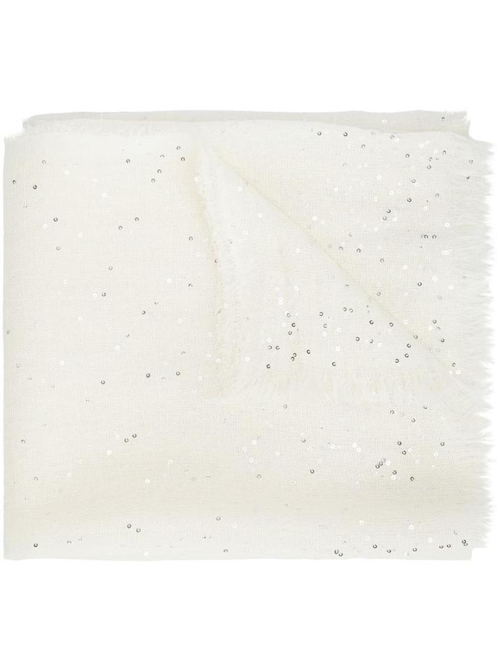Faliero Sarti 'maxel' Scarf, Women's, White, Silk/polyester/cashmere/virgin Wool