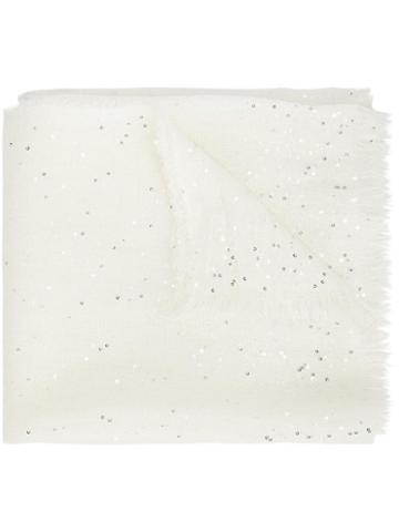 Faliero Sarti 'maxel' Scarf, Women's, White, Silk/polyester/cashmere/virgin Wool