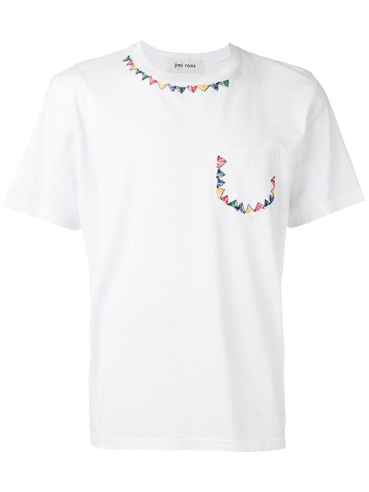 Jimi Roos Embroidered Bunting T-shirt, Men's, Size: Small, White, Cotton