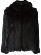 Dondup Faux Fur Hooded Jacket, Women's, Size: 40, Black, Acrylic/modacrylic/polyester