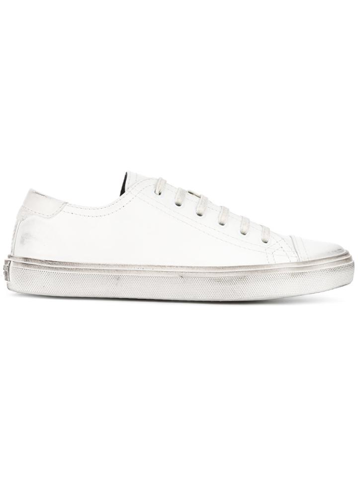 Saint Laurent Sl/06 Distressed Court Sneakers - White