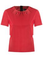 Andrea Bogosian Round Neck Blouse, Women's, Size: P, Red, Leather
