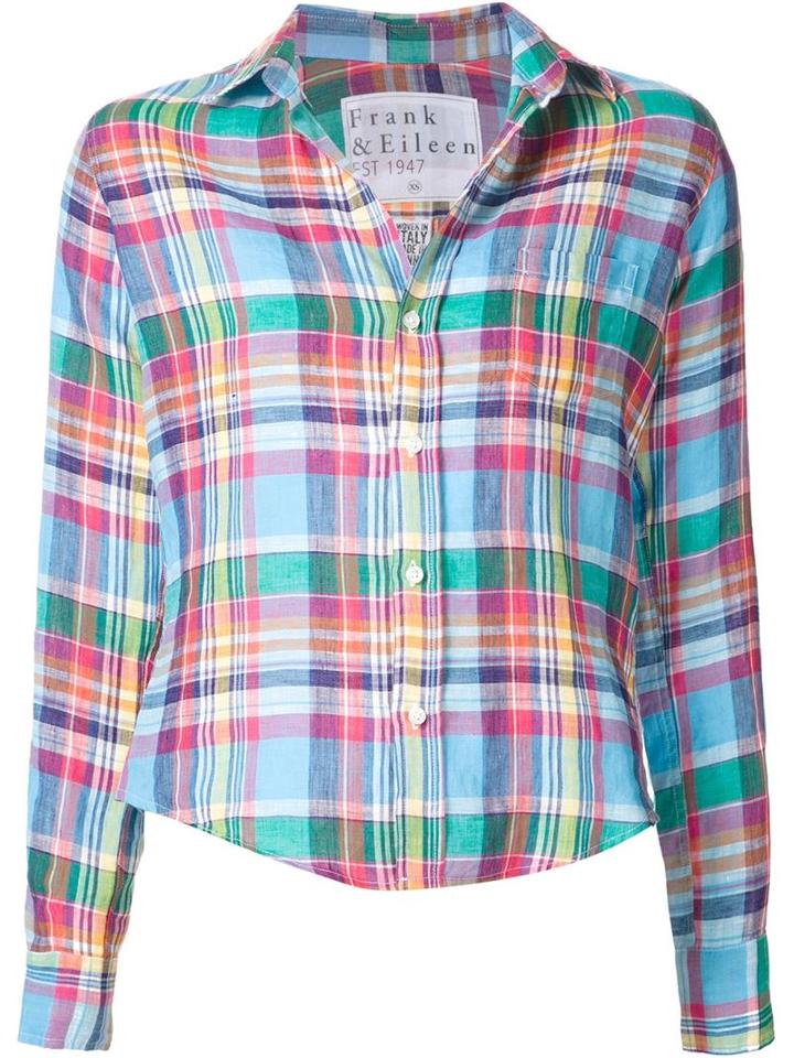 Frank & Eileen Plaid Shirt, Women's, Size: L, Blue, Linen/flax