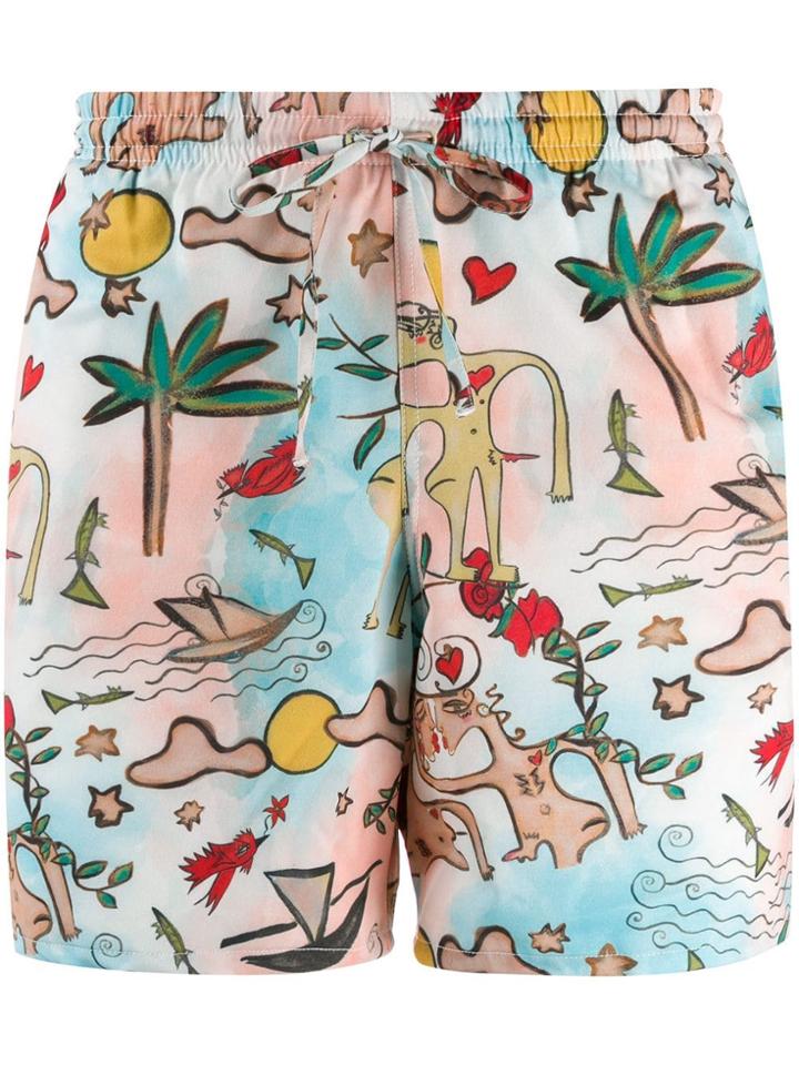Esteban Cortazar Printed Swim Shorts - Blue