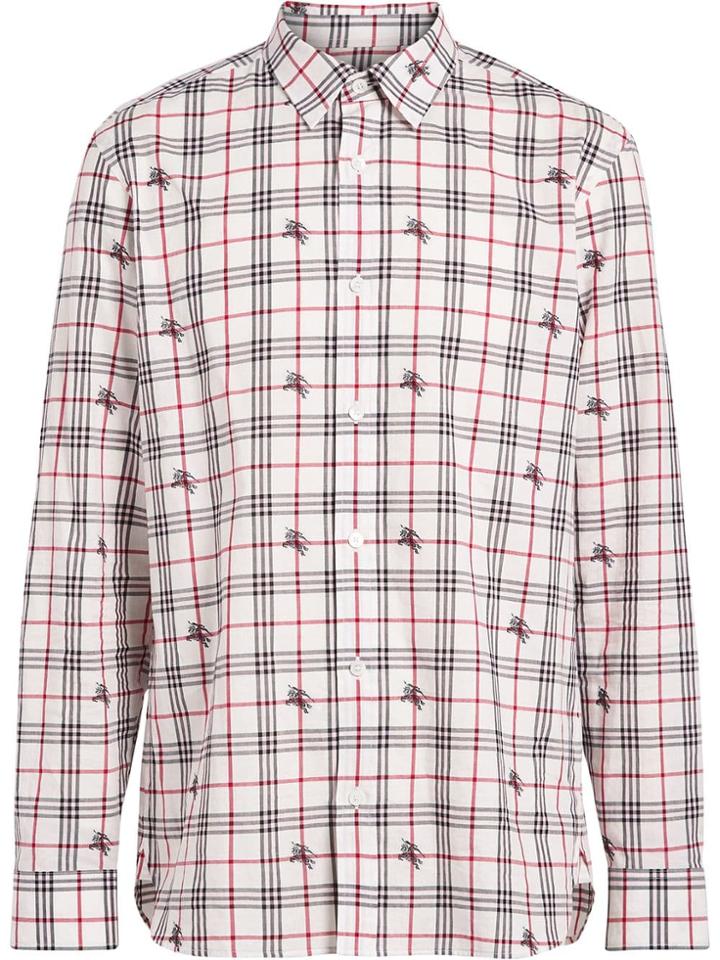 Burberry Fil Coupé Check Cotton Shirt - White