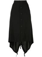 Y's Buttoned High Waisted Skirt - Black