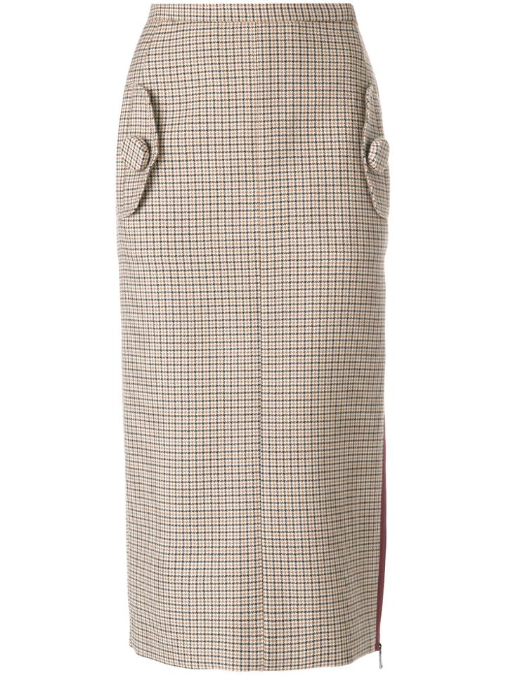 No21 Houndstooth Pencil Skirt - Nude & Neutrals