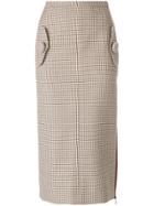 No21 Houndstooth Pencil Skirt - Nude & Neutrals