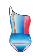 House Of Holland X Speedo Asymmetric Striped Swimsuit - Blue