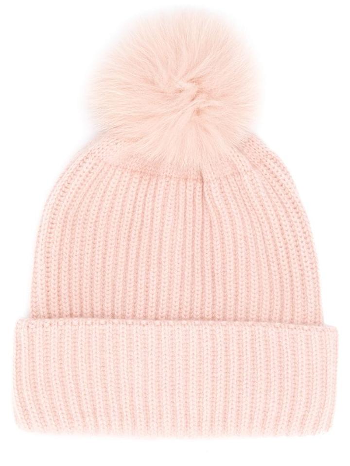 Yves Salomon Fur Puff Beanie - Pink