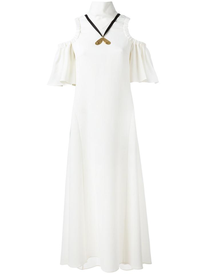 Ellery Cut-out Shoulder Flared Dress - White
