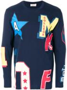 Maison Kitsuné All-over College Print Sweatshirt - Blue